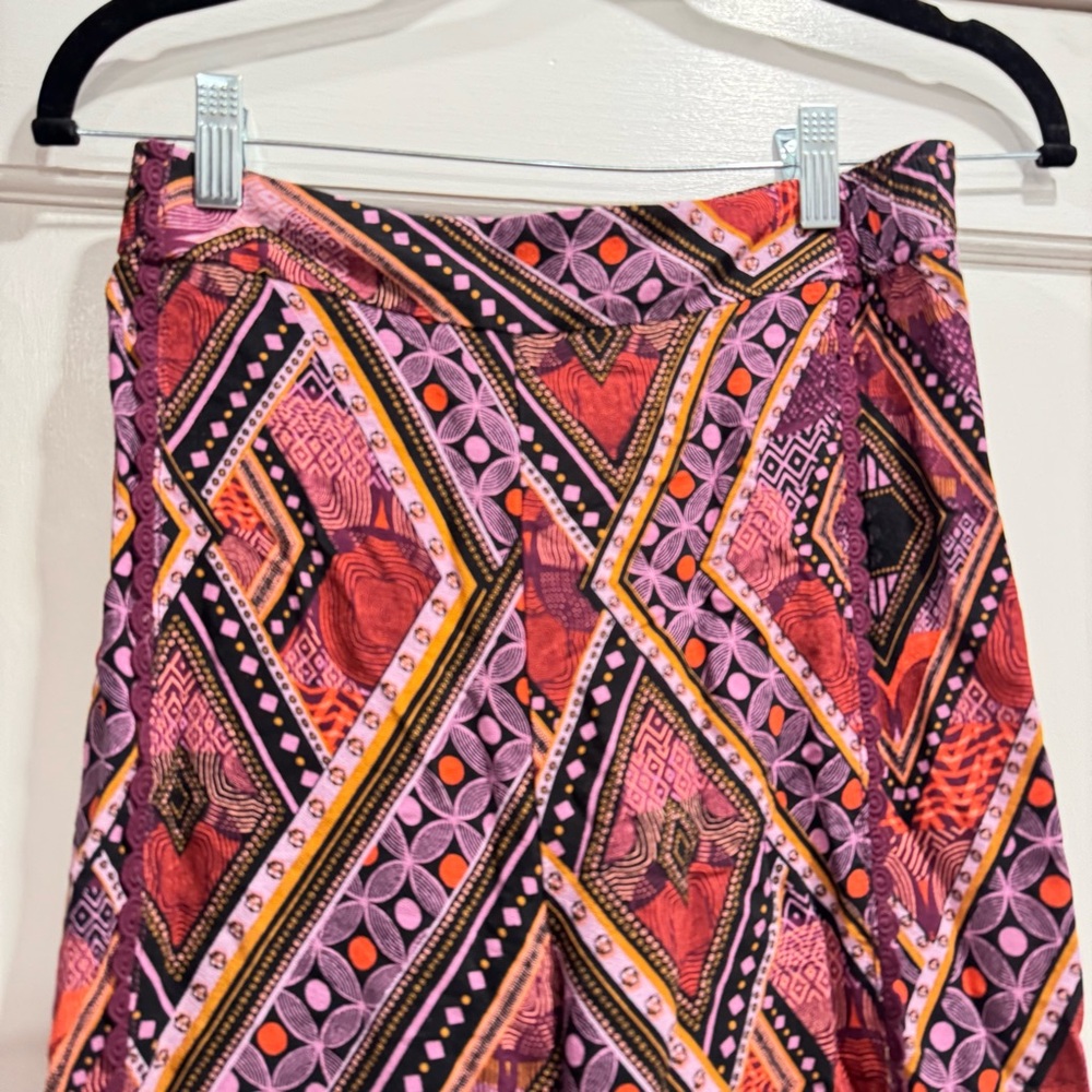 Anthropologie Layla Wide Leg Pull On Pants Size 4 Purple Boho Beachy Summer Crop - Picture 4 of 11